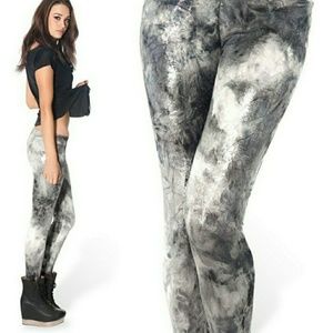 Blackmilk Metallic Fairy Paint Silver Foil Tie Dye Leggings Size Large